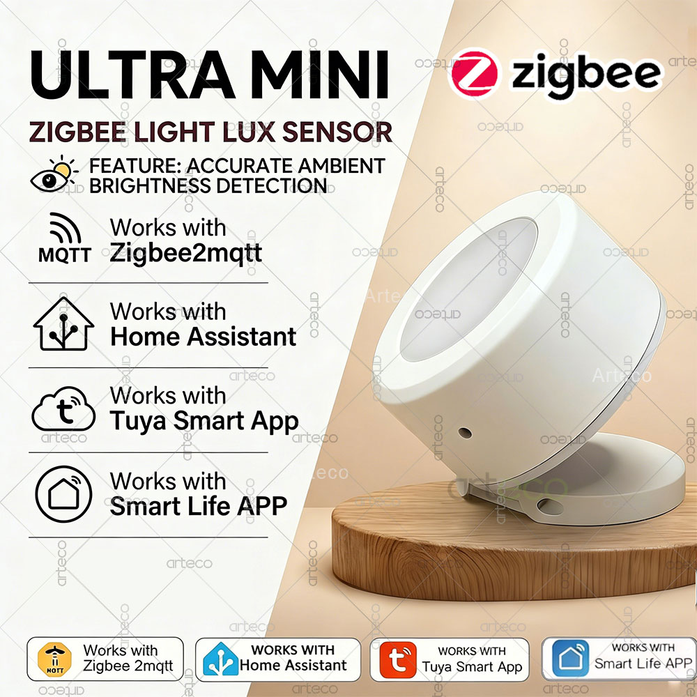 Smart Home Villa - Sensore di Luce Ultra Mini Zigbee,