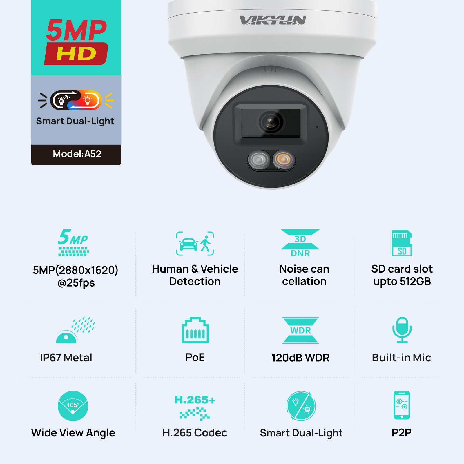 Smart Home Microsoft - Telecamera di sicurezza IP VIKYLIN 5MP