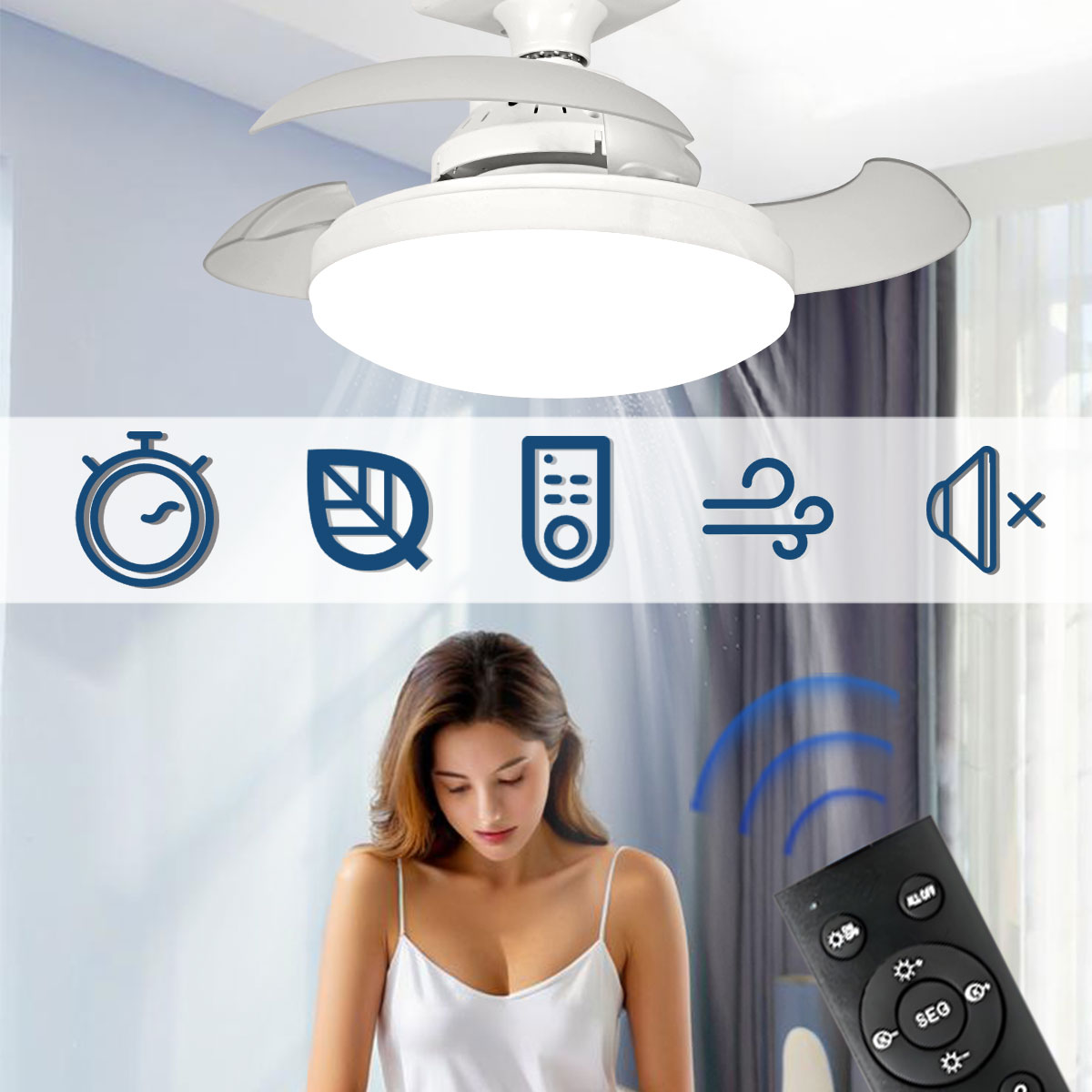 Smart Bathroom Fan - Ventilatore da soffitto a LED E27